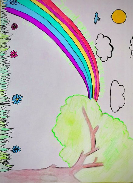 Рисование карандашами Радуга
