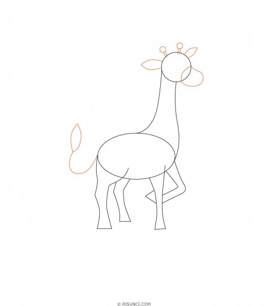 Пошаговый рисунок жирафа для детей
