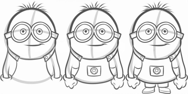 Поэтапные рисунок миньона