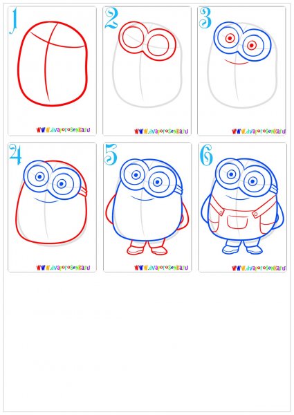 Как нарисовать менëнов поэтапно