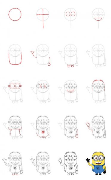 Поэтапное рисование миньона