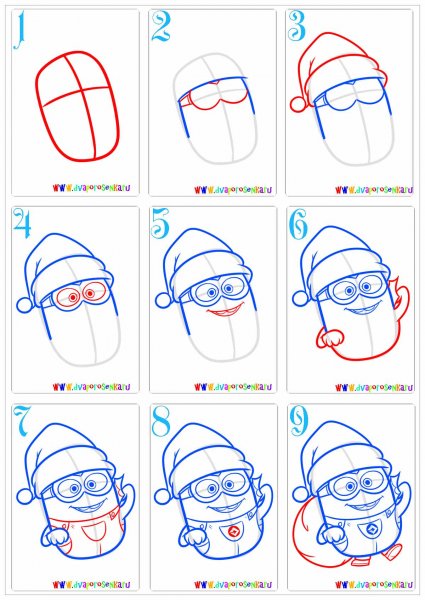 Миньоны пошаговое рисование