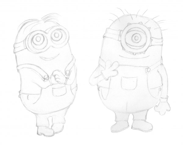 Нарисовать миньона карандашом