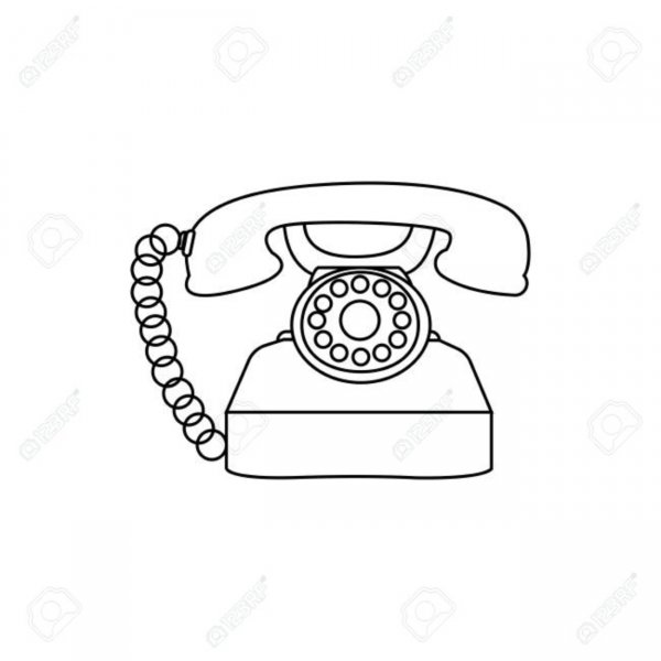 Телефон проводной старый рисунок