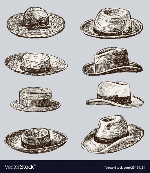 Шляпа рисунок в разных ракурсах