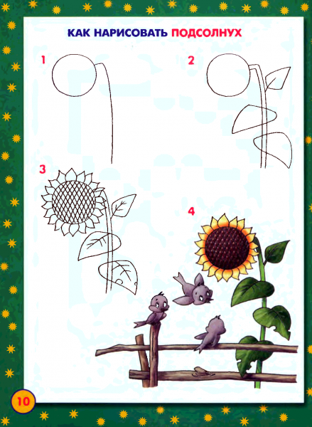 Подсолнухи в вазе карандашом