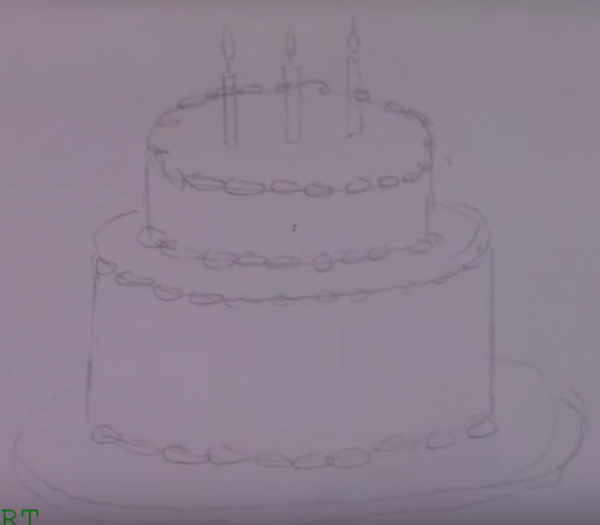 Поэтапное рисование торт карандаш