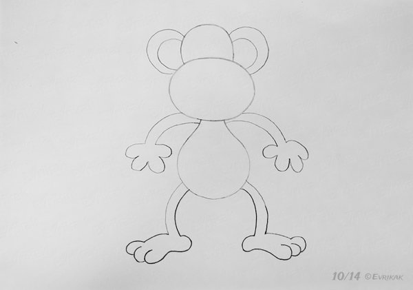 Поэтапное рисование обезьяны для детей