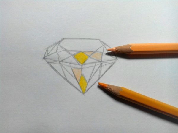 Нарисовать Алмаз карандашом поэтапно