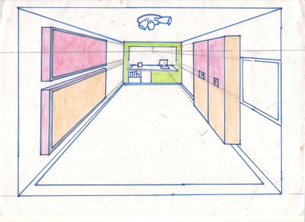 Перспектива комнаты с одной точкой схода