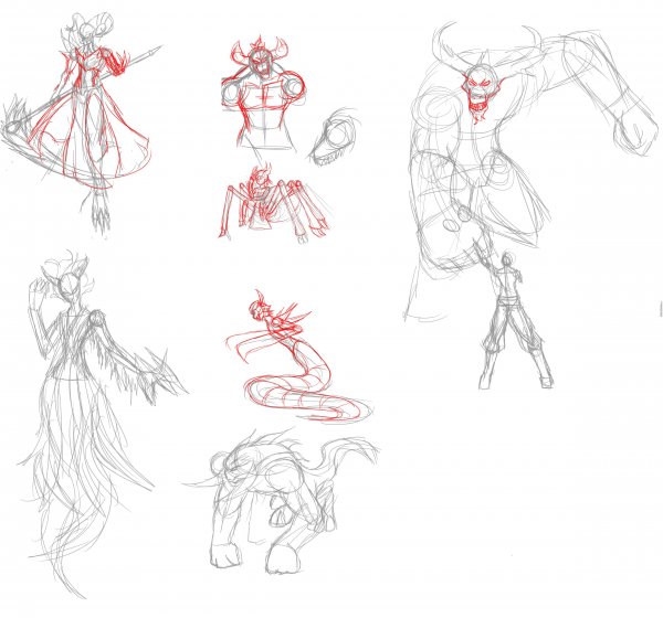 Скетчи монстров лёгкие