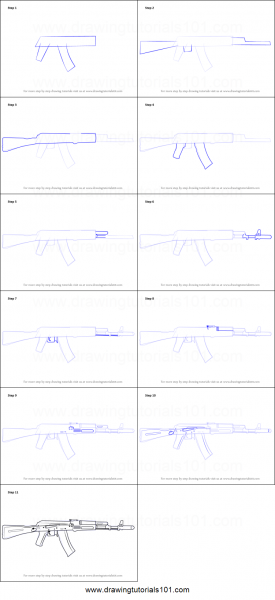 Рисунок автомата Калашникова по этапно