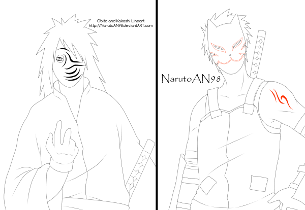 Раскраски по Наруто Обито