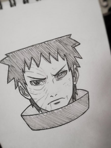 Обито без маски для срисовки