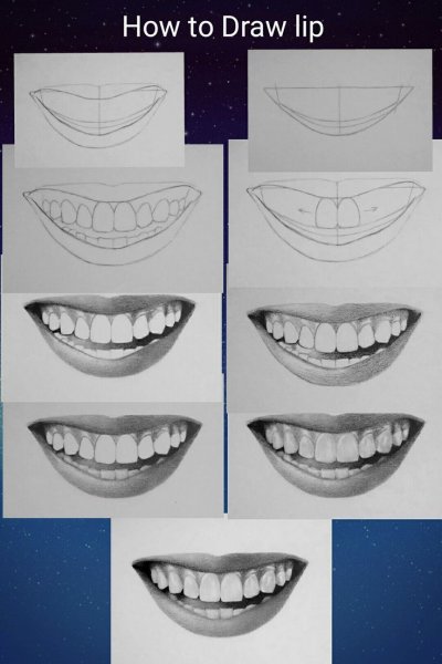 Рисовать улыбку с зубами