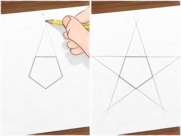 Начертить звезду с помощью линейки