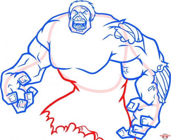 Халк нарисовать поэтапно