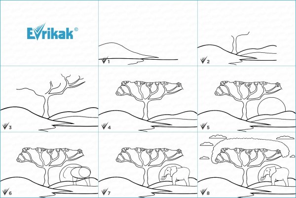 Рисунки природы пошагово