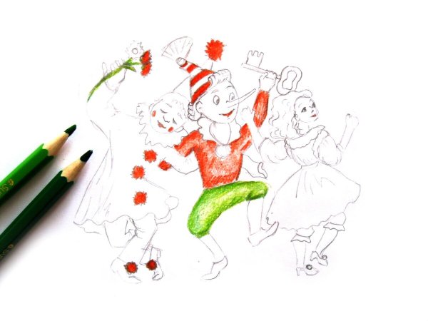 Рисунки Буратино карандашом для начинающих