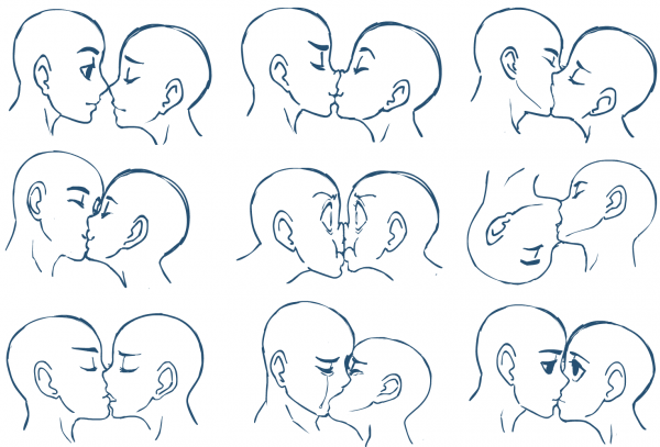 Как рисовать поцелуй