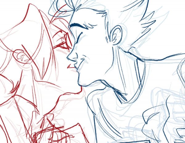 Как нарисовать целующихся парней