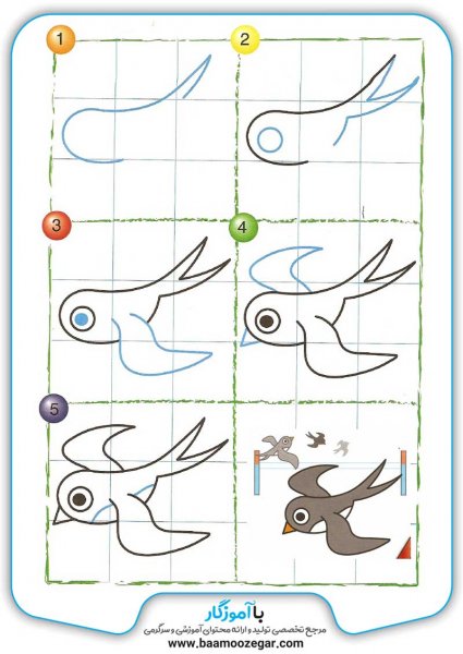 Схема рисования ласточки для детей