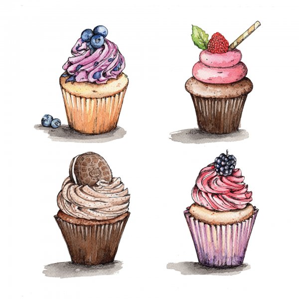 Иллюстрации пирожных