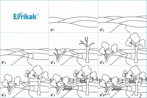 Поэтапное рисование осени поэтапно