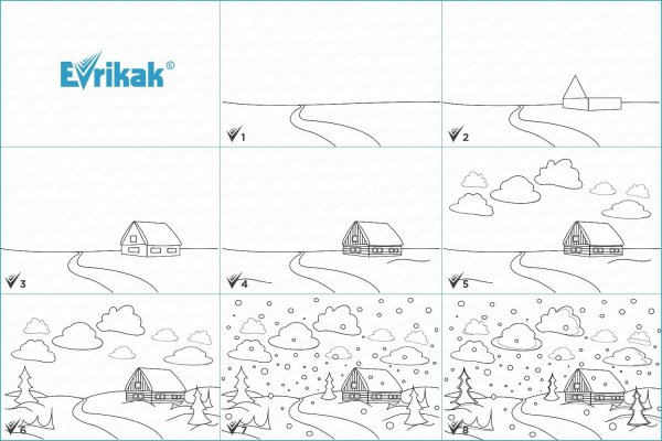 Этапы рисования зимнего пейзажа для детей