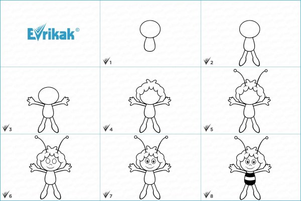 Поэтапное рисование пчелы для детей