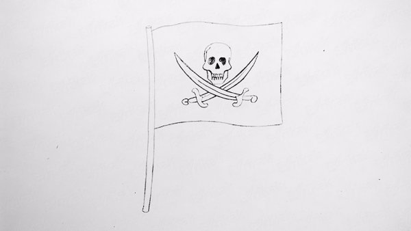 Пиратский флаг рисунок лёгкий
