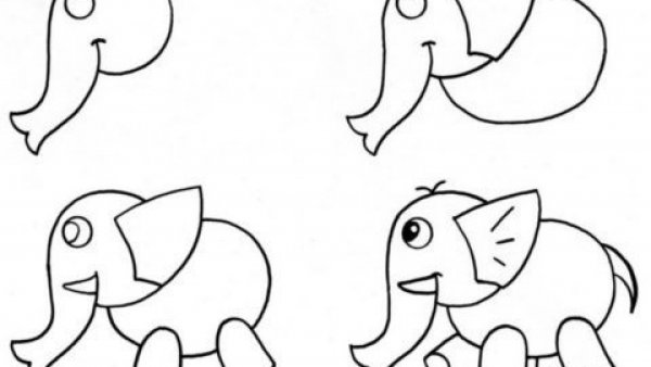 Поэтапное рисование слона для дошкольников