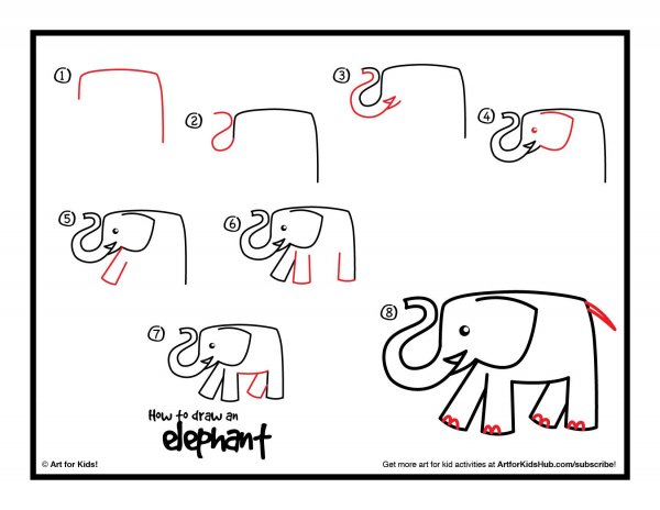 Нарисовать слона ребенку просто