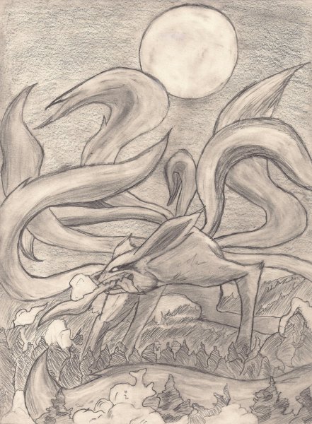 Маленький курама рисунок карандашом