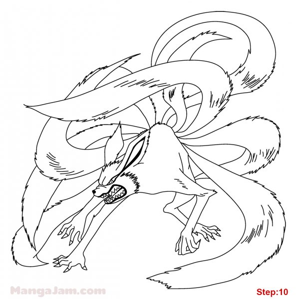 Раскраска Наруто и курама