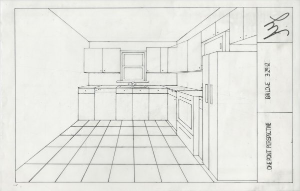 План кухни в перспективе