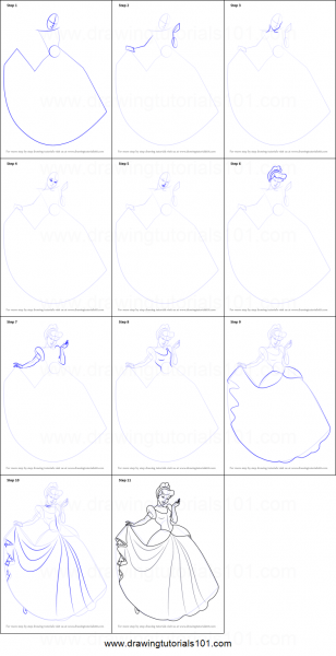 Золушка рисунок карандашом пошагово