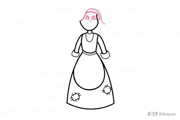 Золушка пошаговое рисование