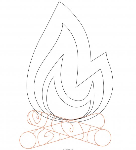 Костёр рисунок поэтапно