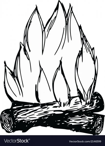 Трафарет костра с дровами