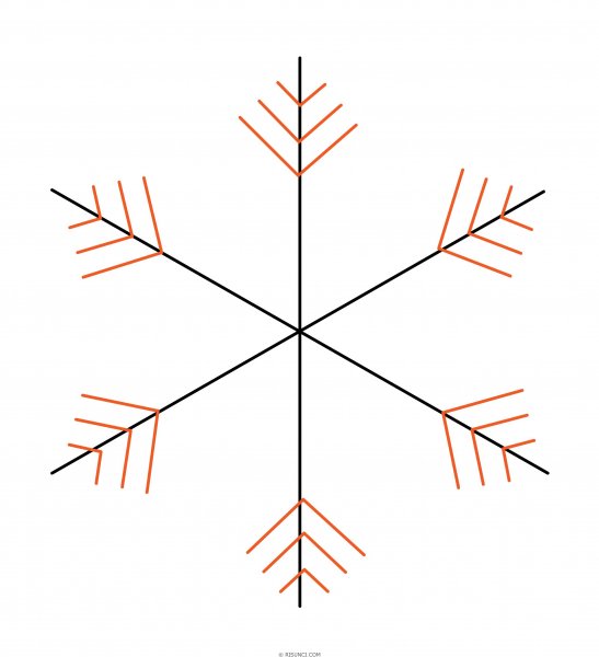 Поэтапное рисование снежинки