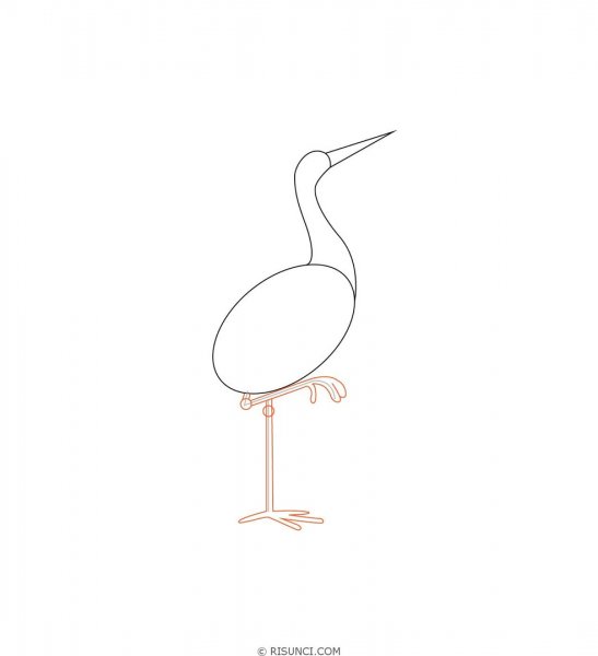 Аист с ребенком карандашом