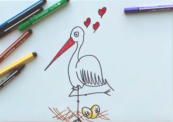 Голова аиста рисунок