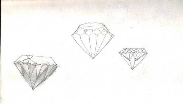 Рисунки алмазов карандашом разной форме