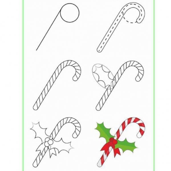 Новогодние леденцы рисуем пошагово
