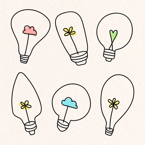 Шаблон лампочки для рисования