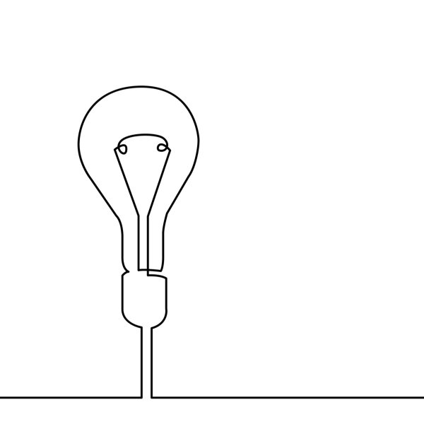 Непрерывная линия рисующая лампочку