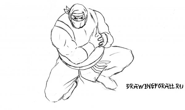 Ниндзя рисунок карандашом поэтапно