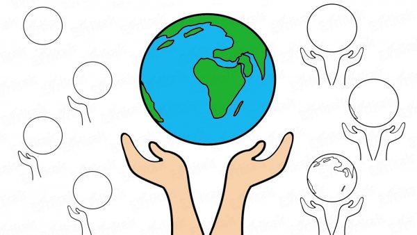 Земля в руках рисунок