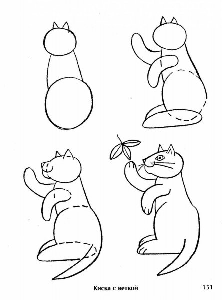 Кошка схематично рисунок